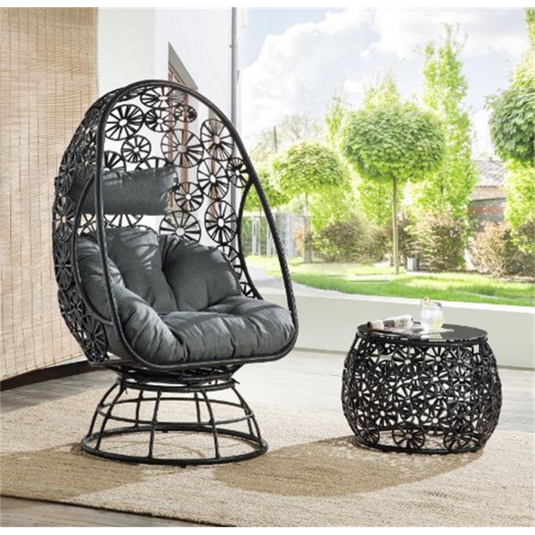Dakota Fields Layman Egg Swivel Patio Chair With Cushions Wayfair